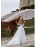 Off Shoulder Beaded White Tulle Fabulous Wedding Dress